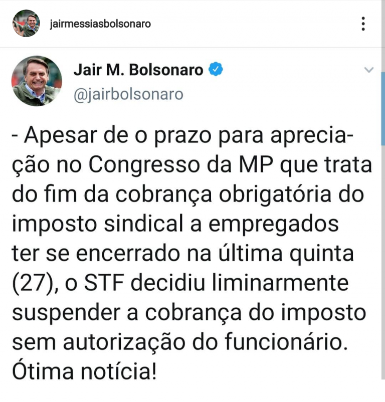 Fim da cobrança obrigatória do Imposto Sindical